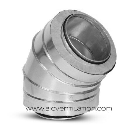 Siltināts 45 grādu ventilācijas līkums