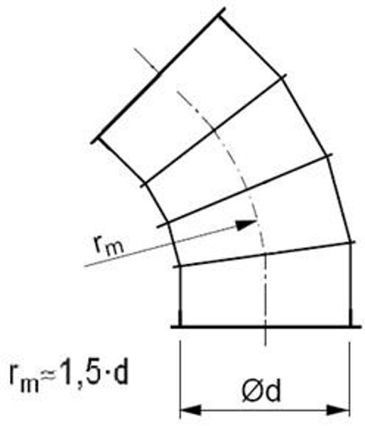 Līkums R-1,5d 45°, ar atloku