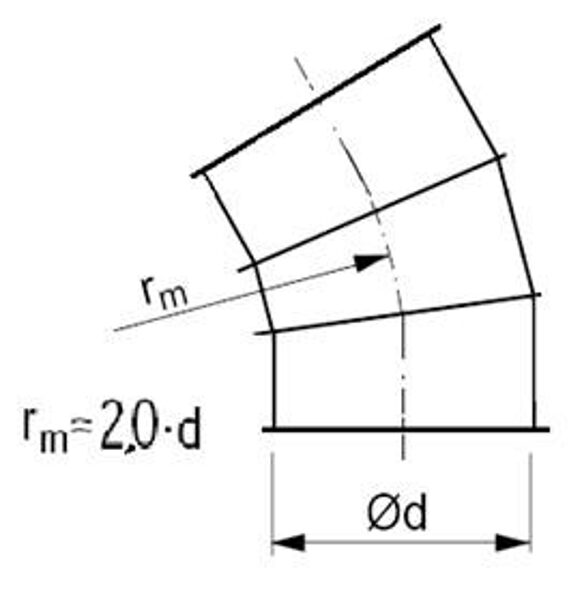 Bend R-2,0d 45°, with flange